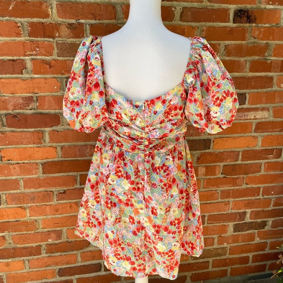 New NWT All About May Say Hello Dress Floral Mini Fit Flare Puff Sleeves… - Picture 11 of 12